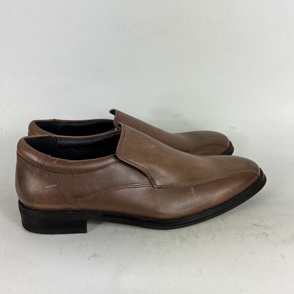 Vionic Casual Shoes Men\'s 8 Brown Black Faux Leather Slip On Comfort Loafers